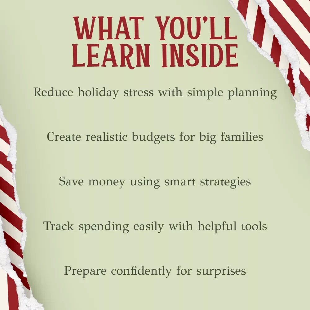 A Stress-Free Christmas Budget for Large Families | Holiday Money Planner Ebook | Printable Guide for How to Make a Christmas Budget for a Large Family
