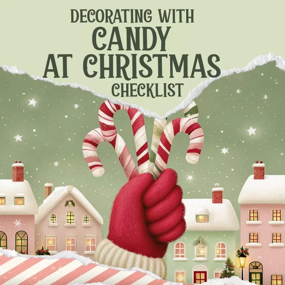 Decorating with Candy at Christmas | Digital Download Holiday Guide, eBook & Checklist for Sweet Christmas Decor Ideas