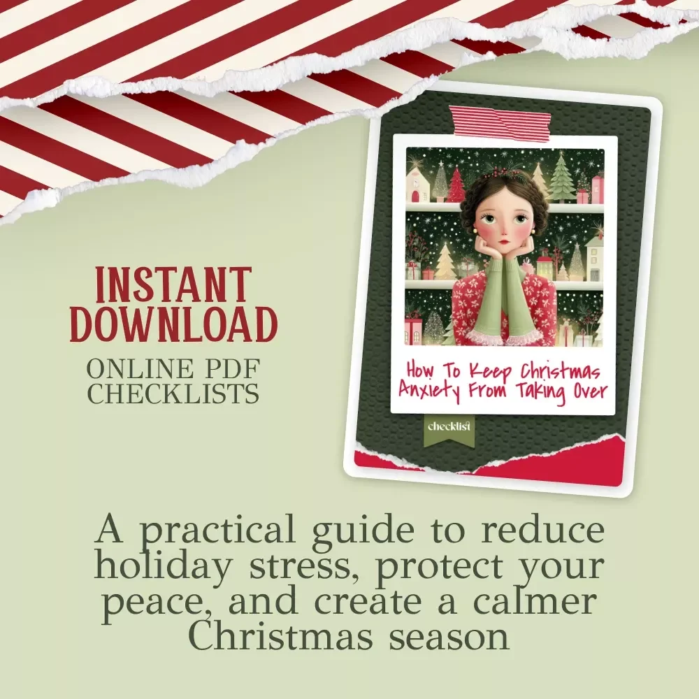 How to Keep Christmas Anxiety From Taking Over Checklist | Digital Download for Holiday Stress Relief | why does christmas cause anxiety Guide