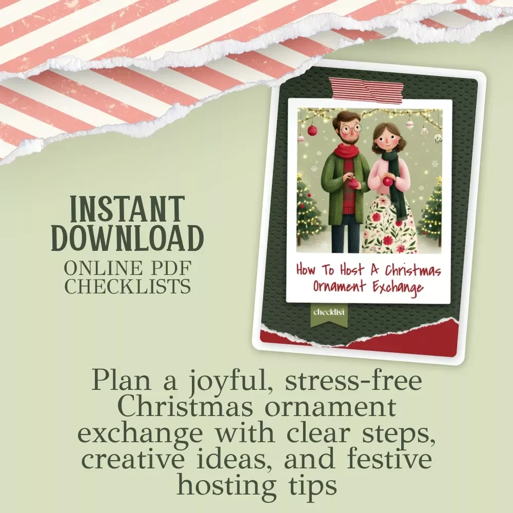How to Host a Christmas Ornament Exchange – Holiday Party Planning Guide, Festive Host Checklist, Christmas Party eBook for Easy Ornament Swaps