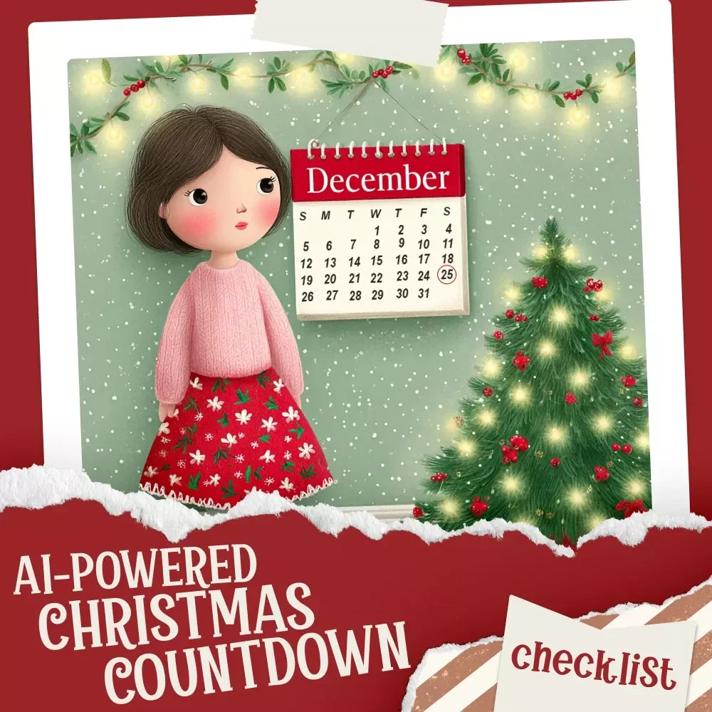 The AI-Powered Personalized Christmas Countdown Checklist | Festive Digital Download | Holiday Planner | how to use ai to create a personalized christmas countdown calendar | DIY Advent Calendar Guide