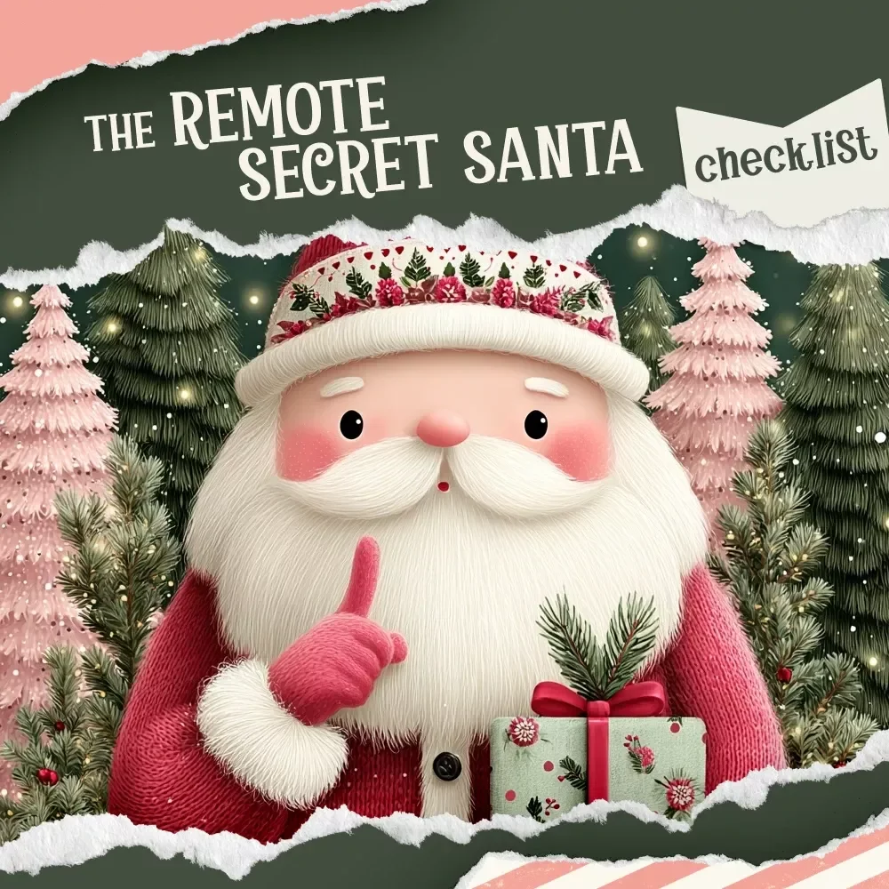 The Remote Secret Santa Survival Checklist | Festive Digital Download for Teams, Friends & Families | Virtual Holiday Guide | how to organize secret santa remotely