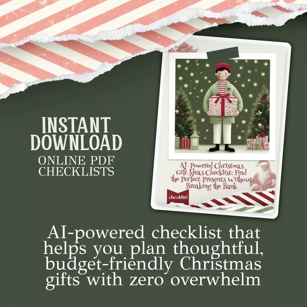 AI-Powered Christmas Gift Ideas Checklist | Digital Download | Holiday Planning Guide for Stress-Free Shopping | how to use ai to generate christmas gift ideas under budget | Unique Christmas Gifting Helper
