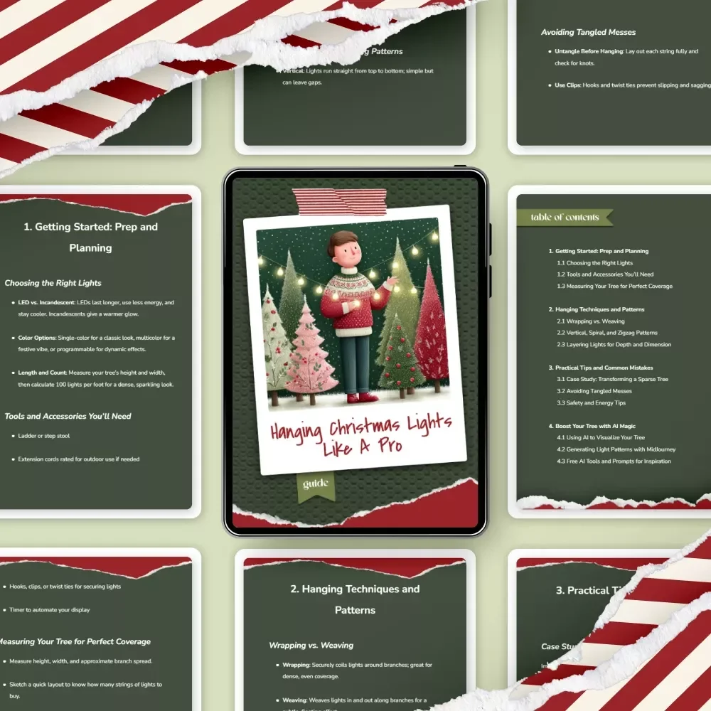 Hanging Christmas Lights Like a Pro | Printable Holiday Decorating Guide | Christmas Tree Lights Checklist | Festive Home Decor eBook | Digital Download