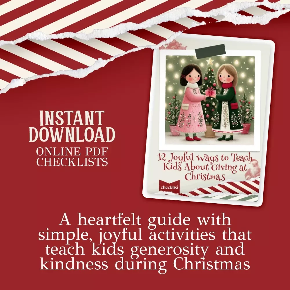 12 Joyful Ways to Teach Kids About Giving at Christmas – Printable Christmas Giving Guide for Families, Holiday Kindness Activities, Kids Gratitude & Generosity eBook