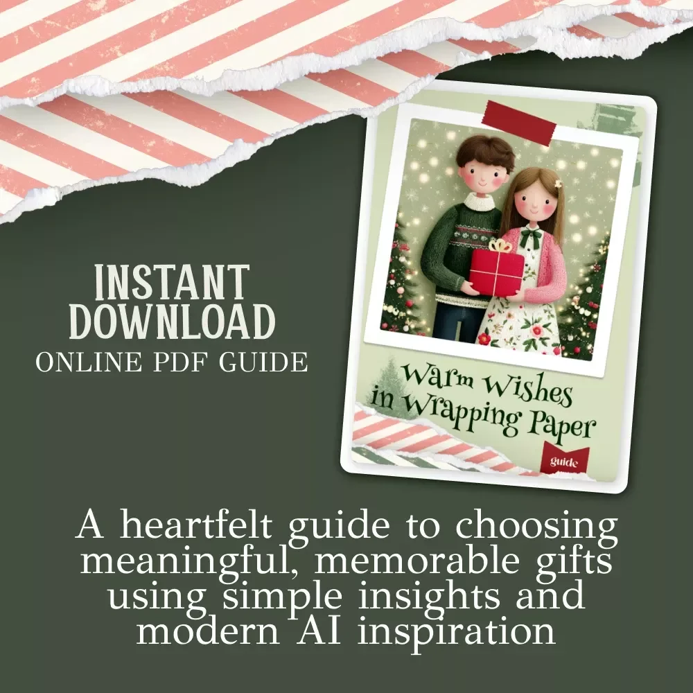Warm Wishes in Wrapping Paper — Holiday Gift Guide eBook, Couples First Christmas Ideas, Digital Download, AI Gift Inspiration, Thoughtful Giving Tips