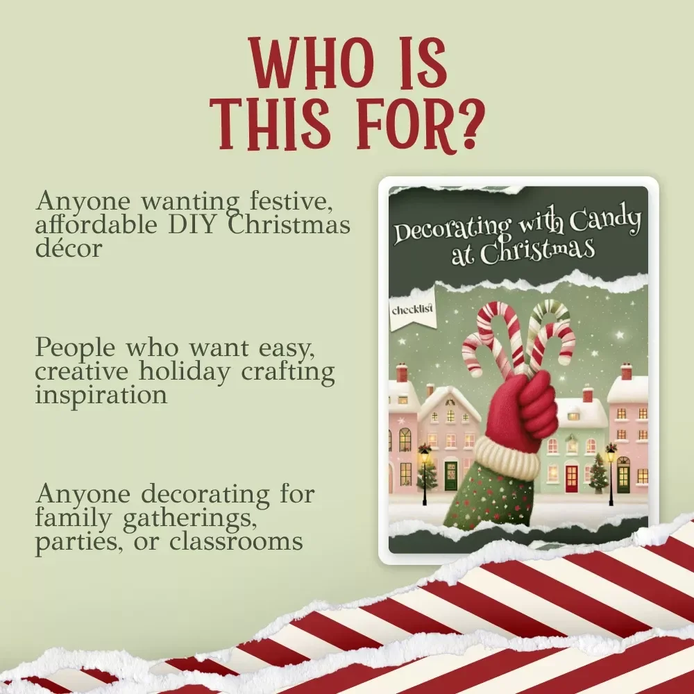 Decorating with Candy at Christmas | Digital Download Holiday Guide, eBook & Checklist for Sweet Christmas Decor Ideas