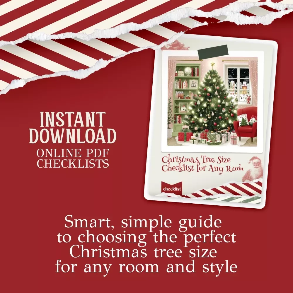 Christmas Tree Size Checklist for Any Room | Printable Holiday Guide | How to Pick the Right Tree Size for Your Room | Instant Digital Download