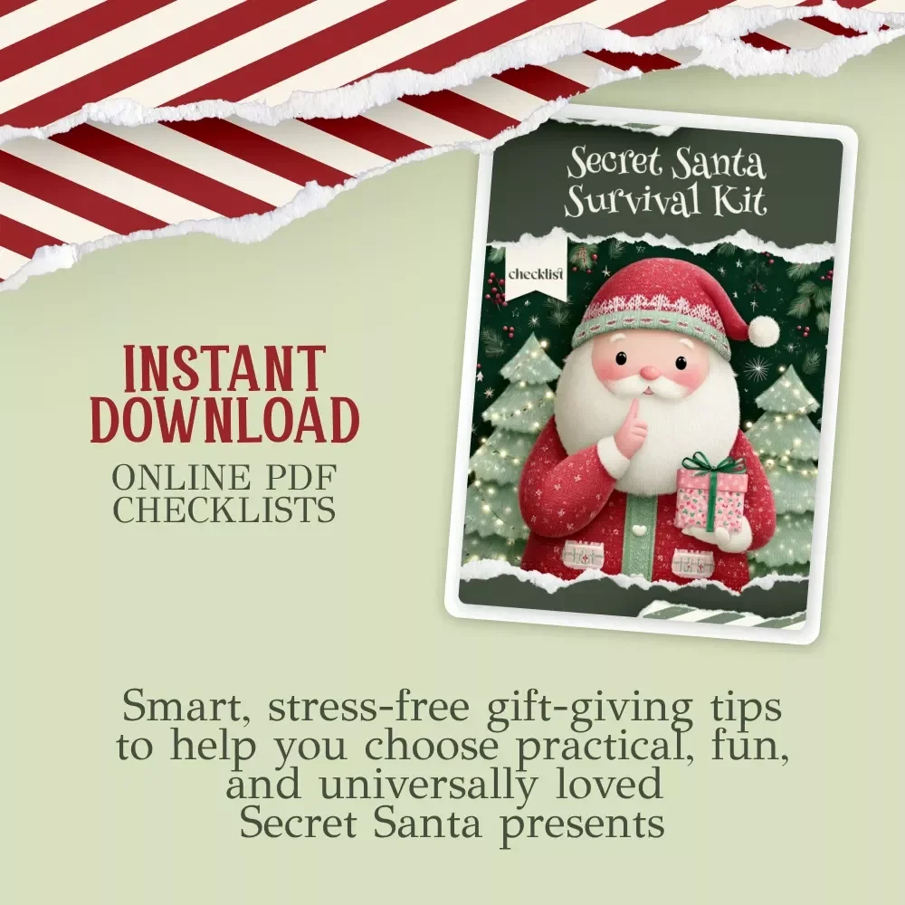 Secret Santa Survival Kit | Holiday Gifting Checklist | Festive Digital Download for Stress-Free Giving | best practical gifts for secret santa Guide