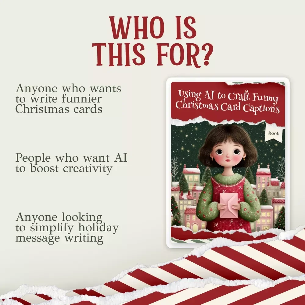 Using AI to Craft Funny Christmas Card Captions Ebook | Holiday Humor Guide | Digital Download | How to Use AI to Generate Funny Christmas Card Captions | Christmas Writing Help for Cards & Gifts