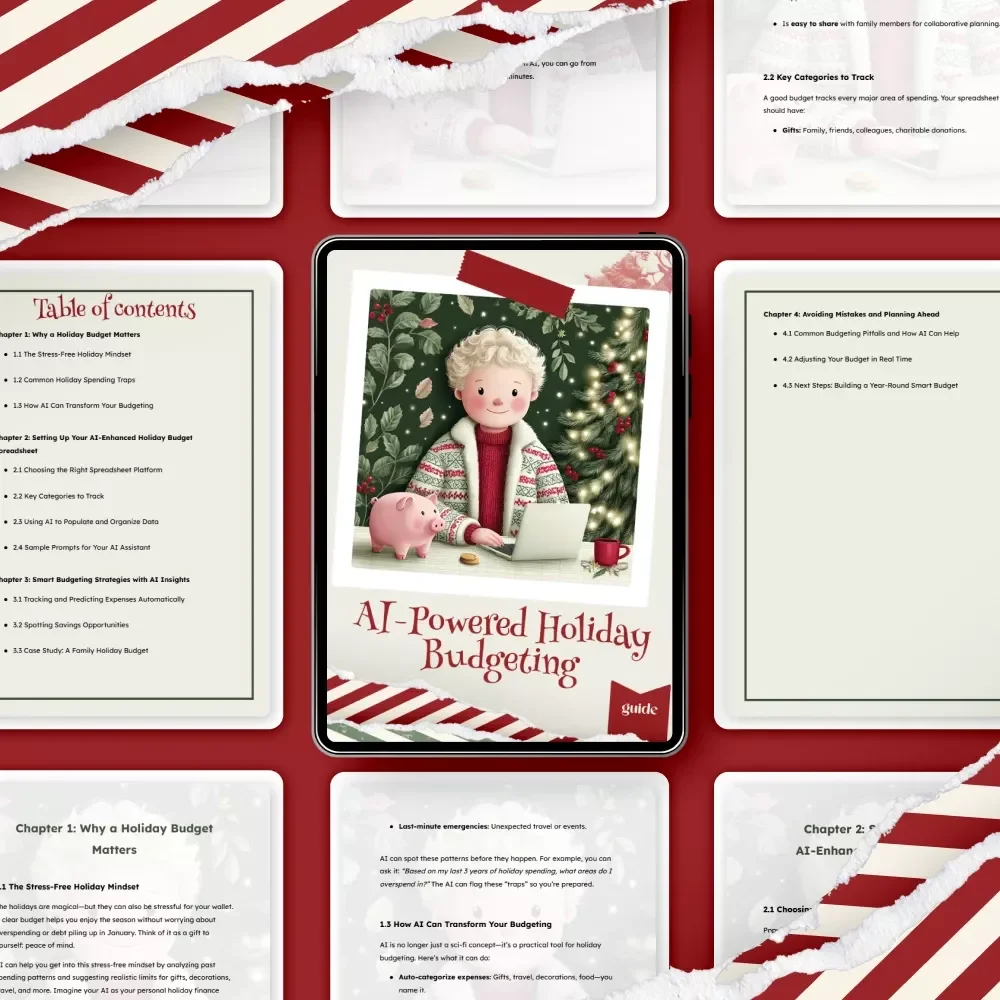 AI-Powered Holiday Budgeting Guide | Digital Download | Holiday Spending Planner | Smart Money Workbook | How to use ai to create a holiday budget spreadsheet