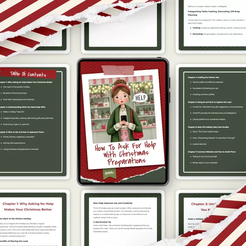 How to Ask for Help with Christmas Preparations Ebook | Holiday Stress-Free Guide | Printable Digital Download | how to ask for help with christmas preparations