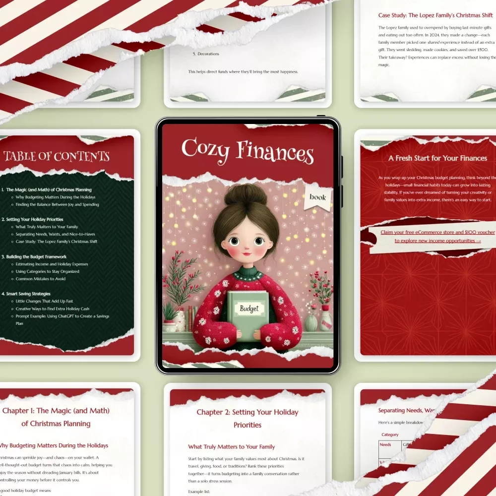 Cozy Finances | Christmas Budget Planner eBook for Families | Holiday Money Guide | how to plan a christmas family budget | Festive Savings & Stress-Free Planning