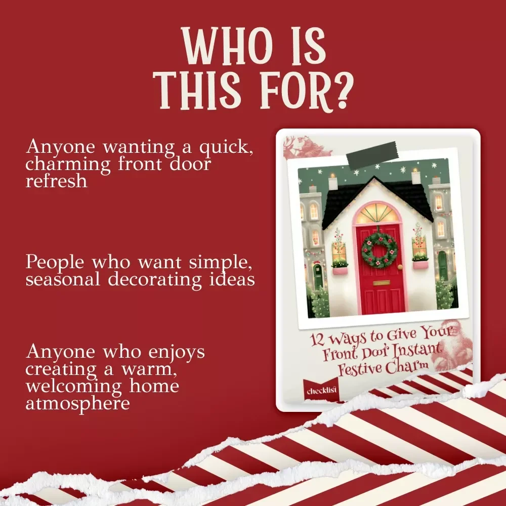 12 Ways to Give Your Front Door Instant Festive Charm | Seasonal Home Decor Guide | Front Door Styling eBook | Porch Decorating Checklist for Instant Curb Appeal