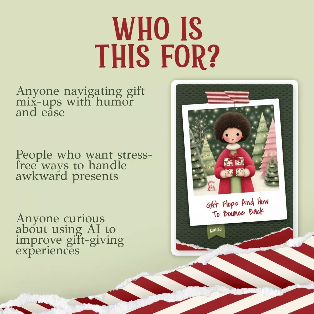 Gift Flops and How to Bounce Back – Funny Holiday Guide for what to do if you get a bad secret santa gift, Etiquette Tips, Regifting Ideas, DIY Fixes, & AI Help