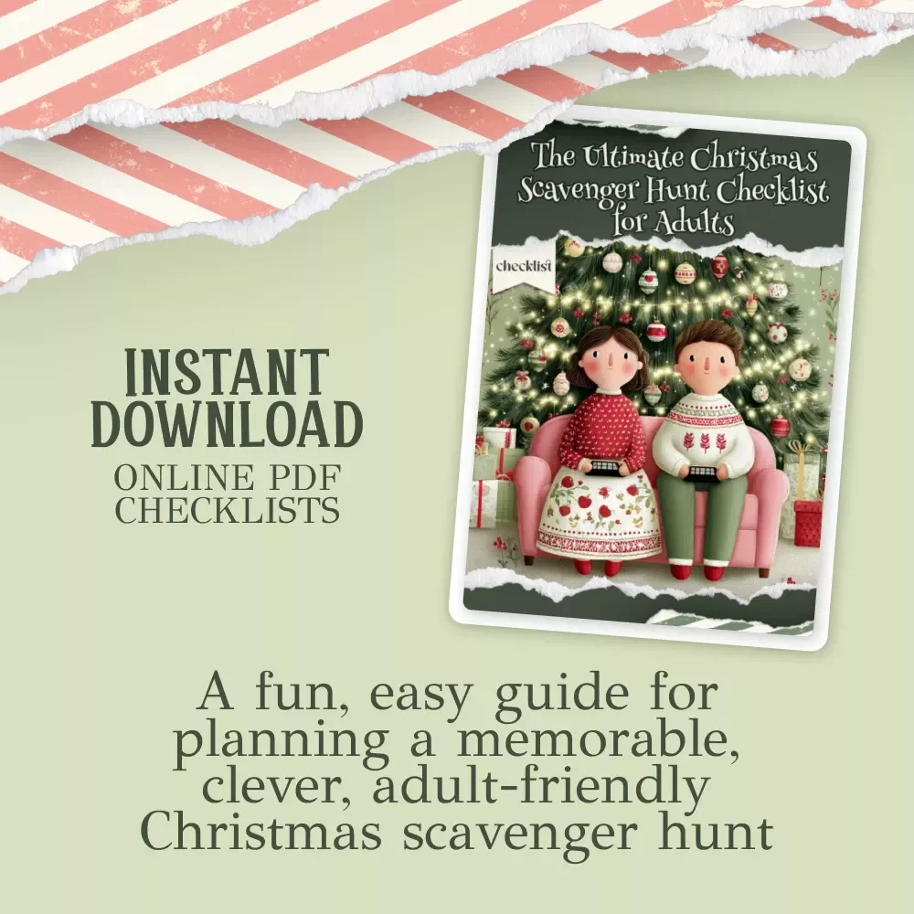 The Ultimate Christmas Scavenger Hunt Checklist for Adults | Holiday Party Game Printable | Fun Christmas Game for Adults | Festive Digital Download