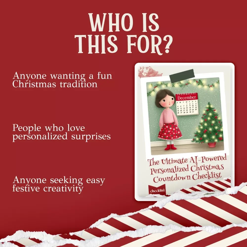 The AI-Powered Personalized Christmas Countdown Checklist | Festive Digital Download | Holiday Planner | how to use ai to create a personalized christmas countdown calendar | DIY Advent Calendar Guide