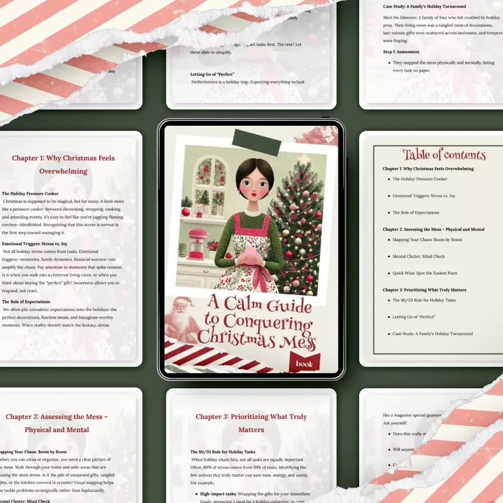 A Calm Guide to Conquering Christmas Mess – Holiday Decluttering eBook, Festive Organizing Checklist, Stress-Free Christmas Planner, Digital Download for a Peaceful Holiday Season