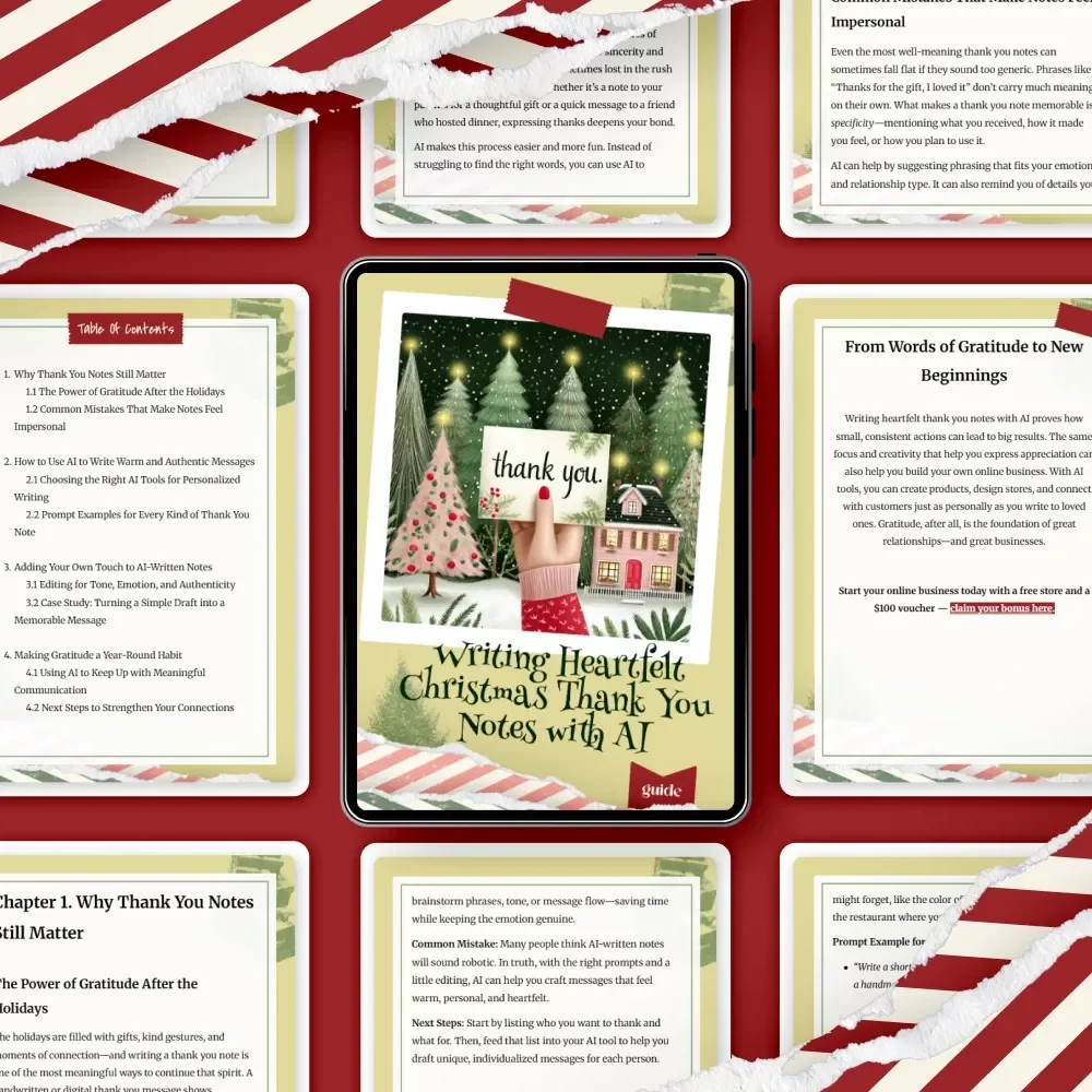 Writing Heartfelt Christmas Thank You Notes with AI | Holiday Gratitude Guide | How to Use AI to Write Christmas Thank You Notes | Festive Digital Download