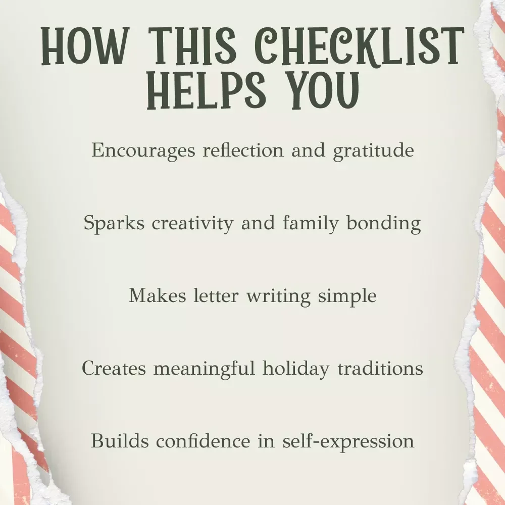 Santa Letter Writing Checklist – Printable Christmas Guide for Kids, Holiday Family Activity, Digital Download Letter to Santa Checklist