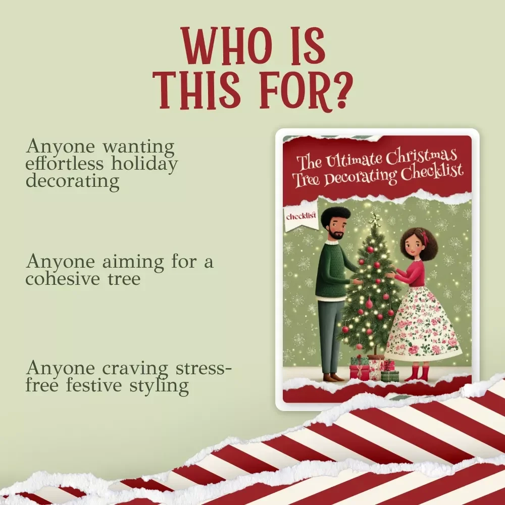 The Ultimate Christmas Tree Decorating Checklist | Holiday Tree Styling Guide for the best way to decorate a christmas tree | Festive Step-by-Step Printable Checklist