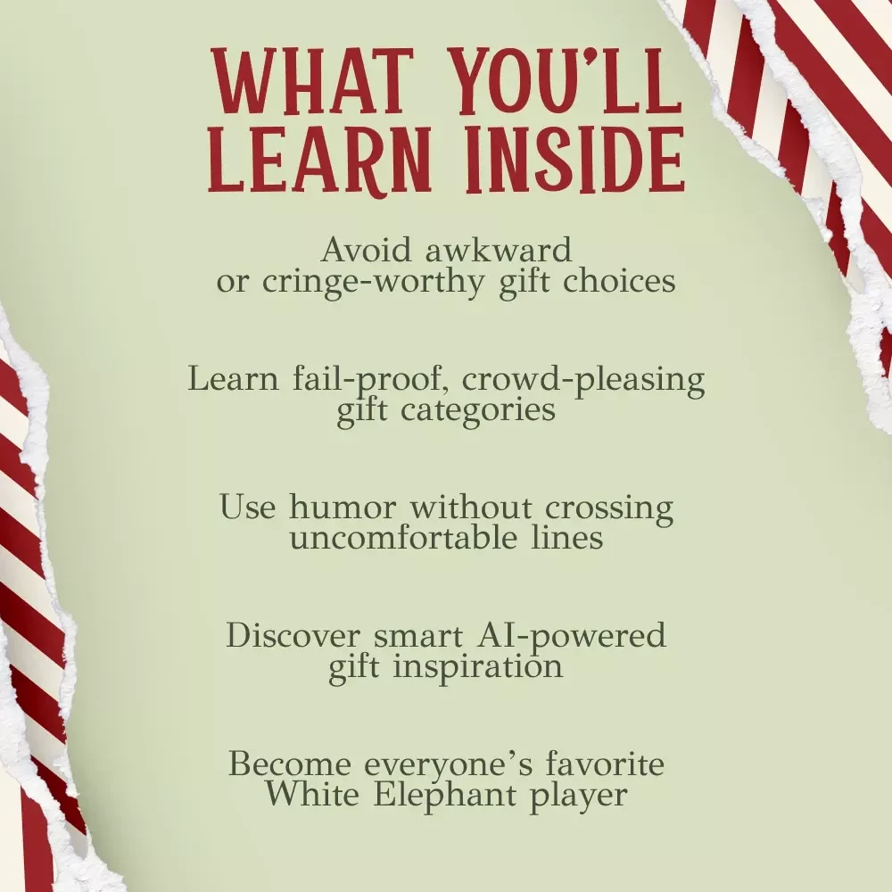 The Gift Nobody Wanted | Funny White Elephant Guide eBook for Smart Gift Swaps | Hilarious Gifting Tips + what to avoid giving at a white elephant party Checklist