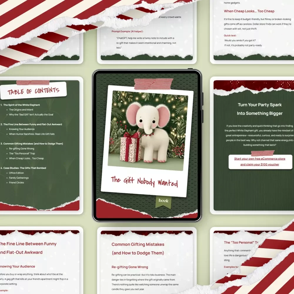The Gift Nobody Wanted | Funny White Elephant Guide eBook for Smart Gift Swaps | Hilarious Gifting Tips + what to avoid giving at a white elephant party Checklist