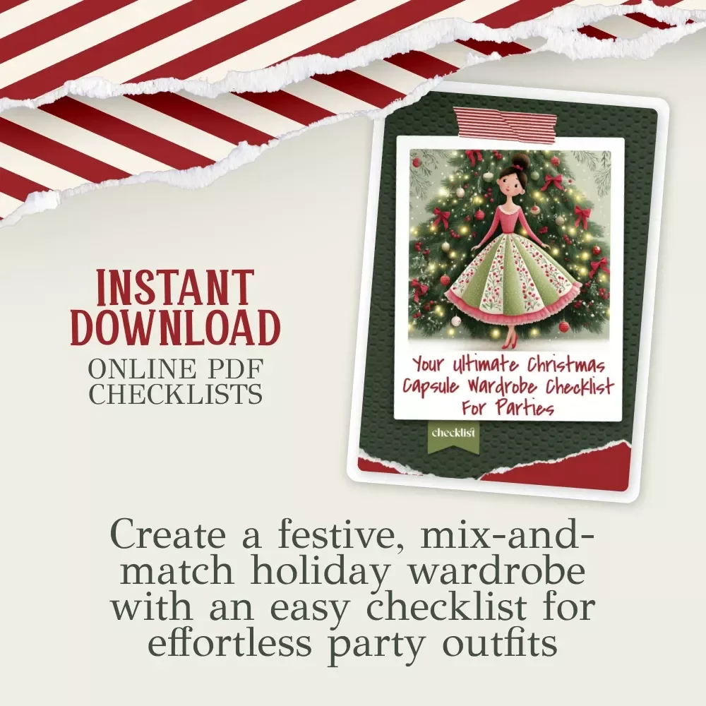 Your Christmas Capsule Wardrobe Checklist for Parties – Holiday Outfit Planner, Festive Closet Guide, Digital Download, Christmas Party Style Checklist