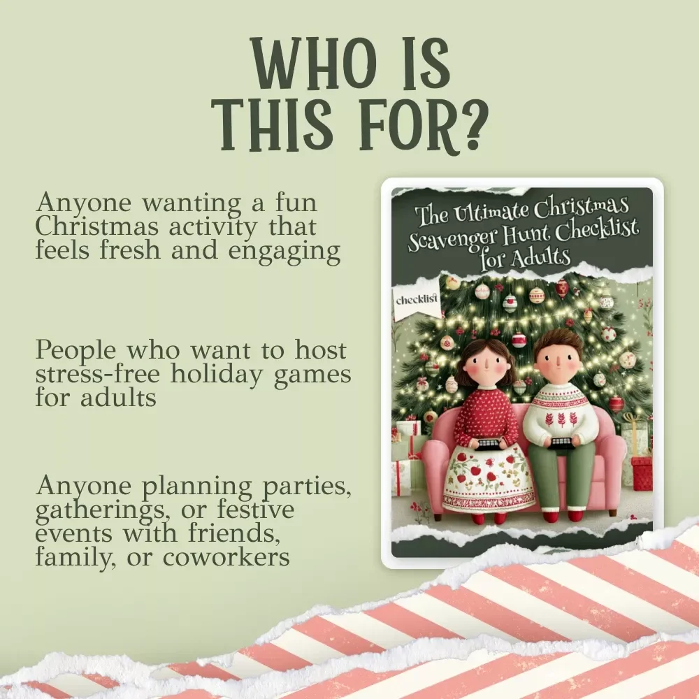 The Ultimate Christmas Scavenger Hunt Checklist for Adults | Holiday Party Game Printable | Fun Christmas Game for Adults | Festive Digital Download