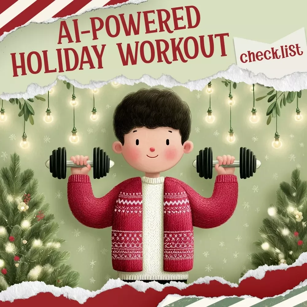 AI-Powered Holiday Workout Checklist | Digital Fitness Planner | Festive Exercise Guide for Busy Seasons | How to use ai to create a workout routine to offset holiday eating