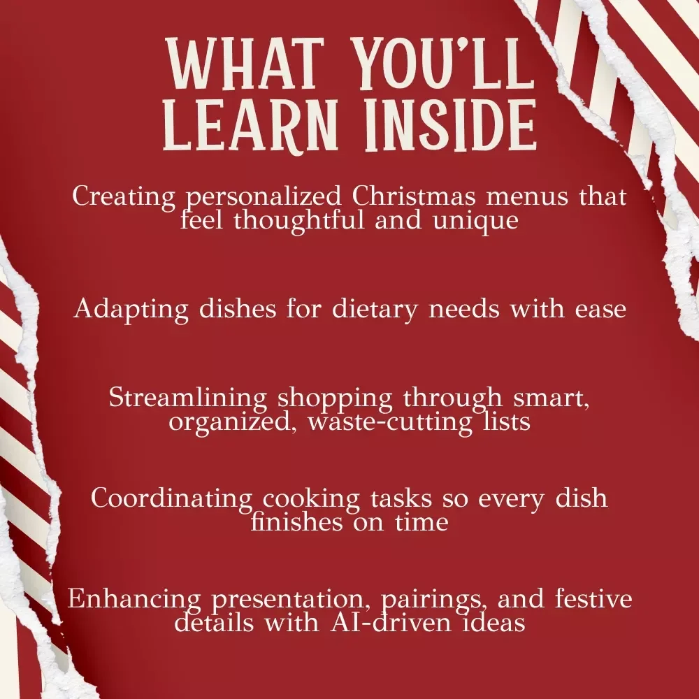 Using AI to Plan the Perfect Christmas Feast – Holiday Menu eBook | Digital Download | how to use ai for christmas meal planning Guide