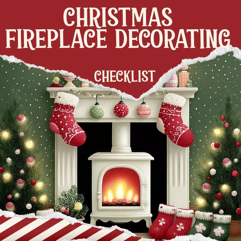 Christmas Fireplace Decorating Checklist | Holiday Mantel Styling Guide | Cozy Christmas Décor Printable | Festive Mantel Inspiration Digital Download