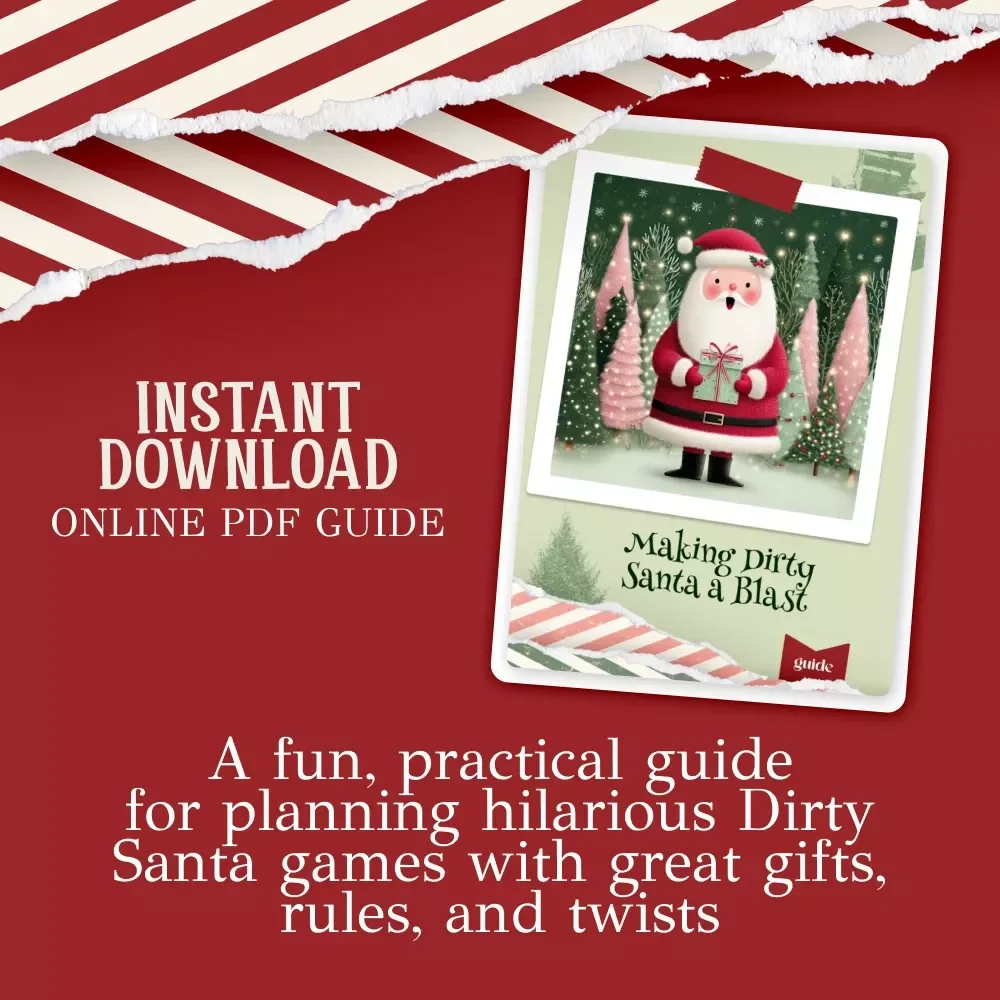 Making Dirty Santa a Blast | Holiday Party Game Guide | Printable Game Night eBook | Fun Host Tips | how to make dirty santa more fun | Dirty Santa Rules, Variations & Gift Ideas