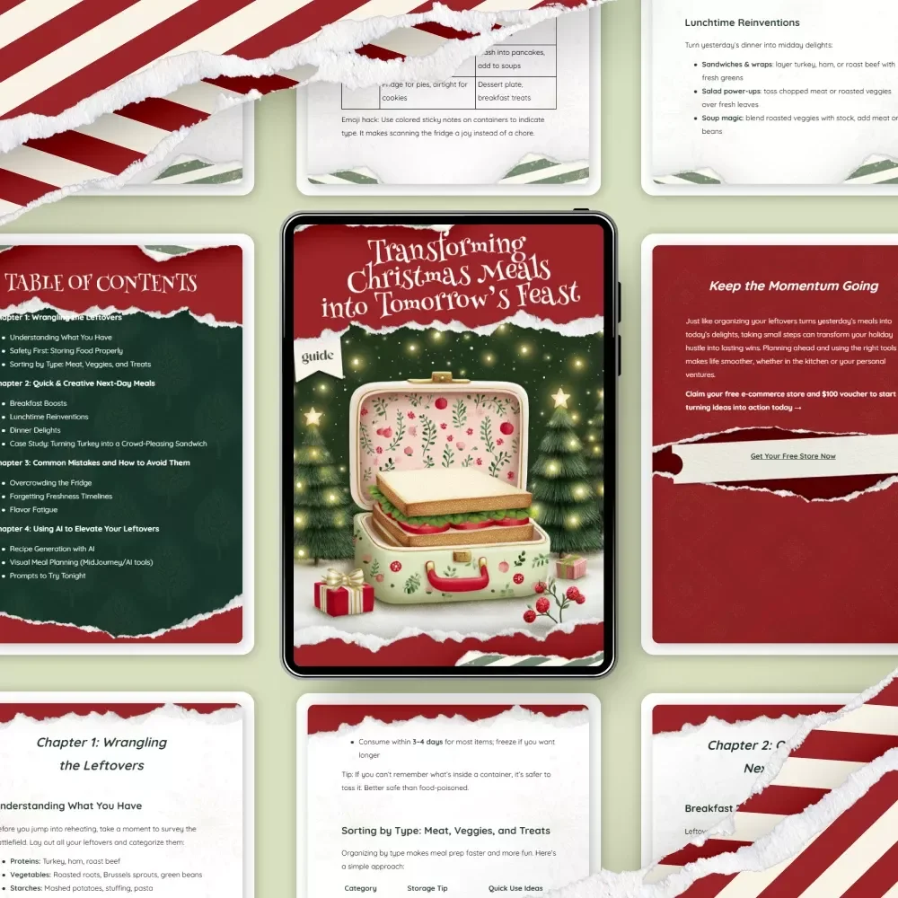 Transforming Christmas Meals into Tomorrow’s Feast | Holiday Leftover Guide for Creative Next-Day Recipes | How to Organise Christmas Leftovers for Next Day Meals | Festive Meal Planning eBook