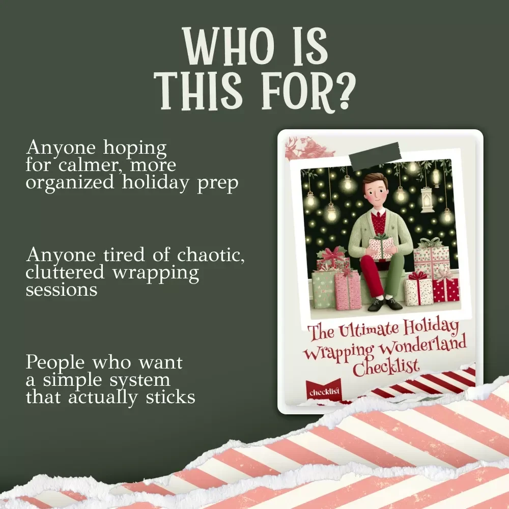 The Ultimate Holiday Wrapping Wonderland Checklist | Printable Holiday Organization Guide for the Best Way to Organize Gift Wrapping Supplies | Festive Gift-Wrap Storage & Prep Checklist