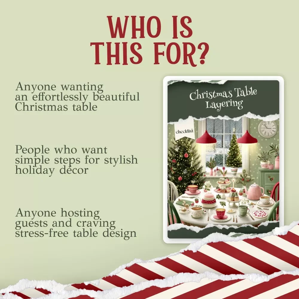 Christmas Table Layering Checklist | Holiday Table Decor Guide for Elegant Christmas Dinner Styling | Printable Digital Download | how to layer decorations on a table for christmas dinner