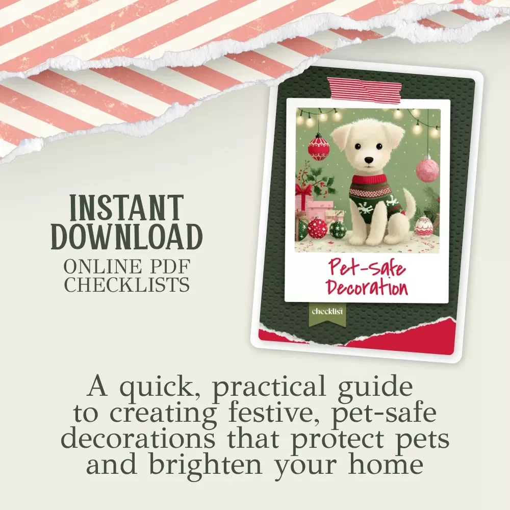Pet-Safe Decoration Checklist | Holiday Safety Guide for Pets | how to make pet-safe decorations | Printable Pet-Friendly Décor Checklist for Safe DIY Home Decorating
