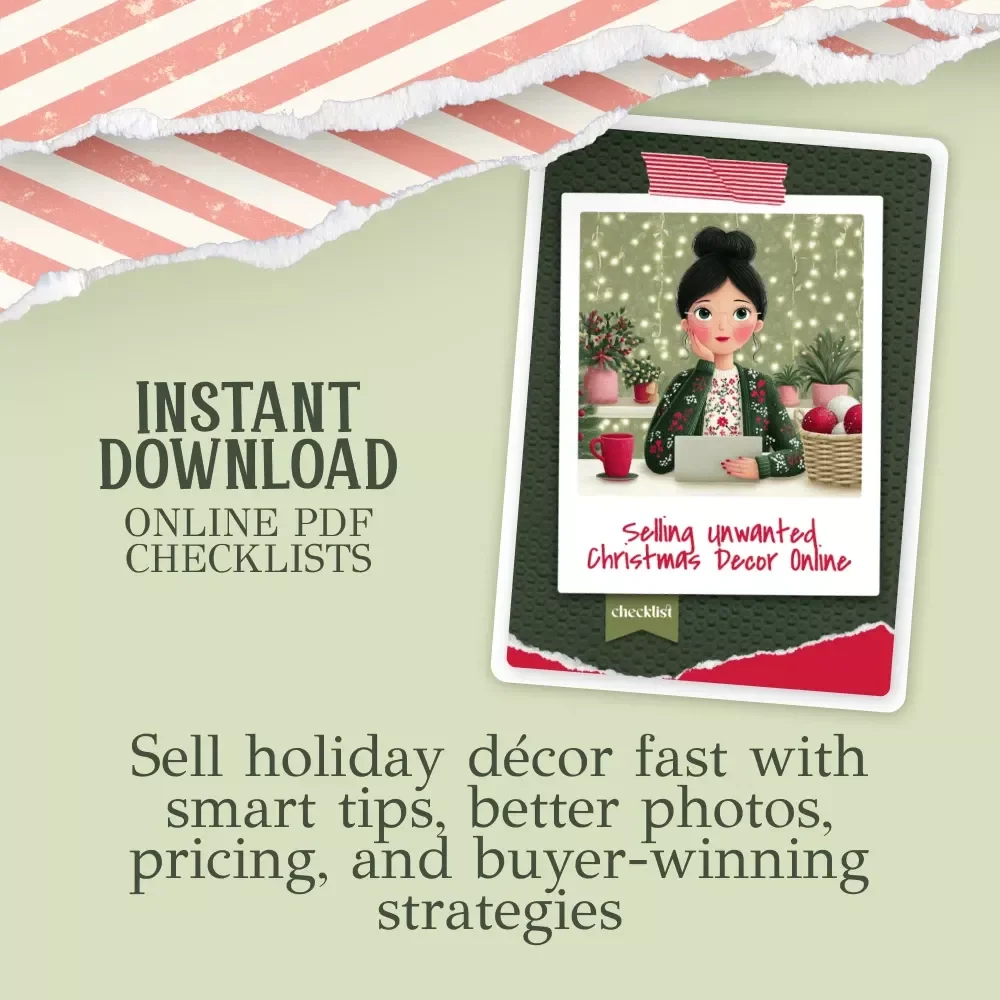 Selling Unwanted Christmas Decor Online – Printable Checklist | Holiday Declutter Guide | How to Sell Unwanted Christmas Decor Online | Digital Download