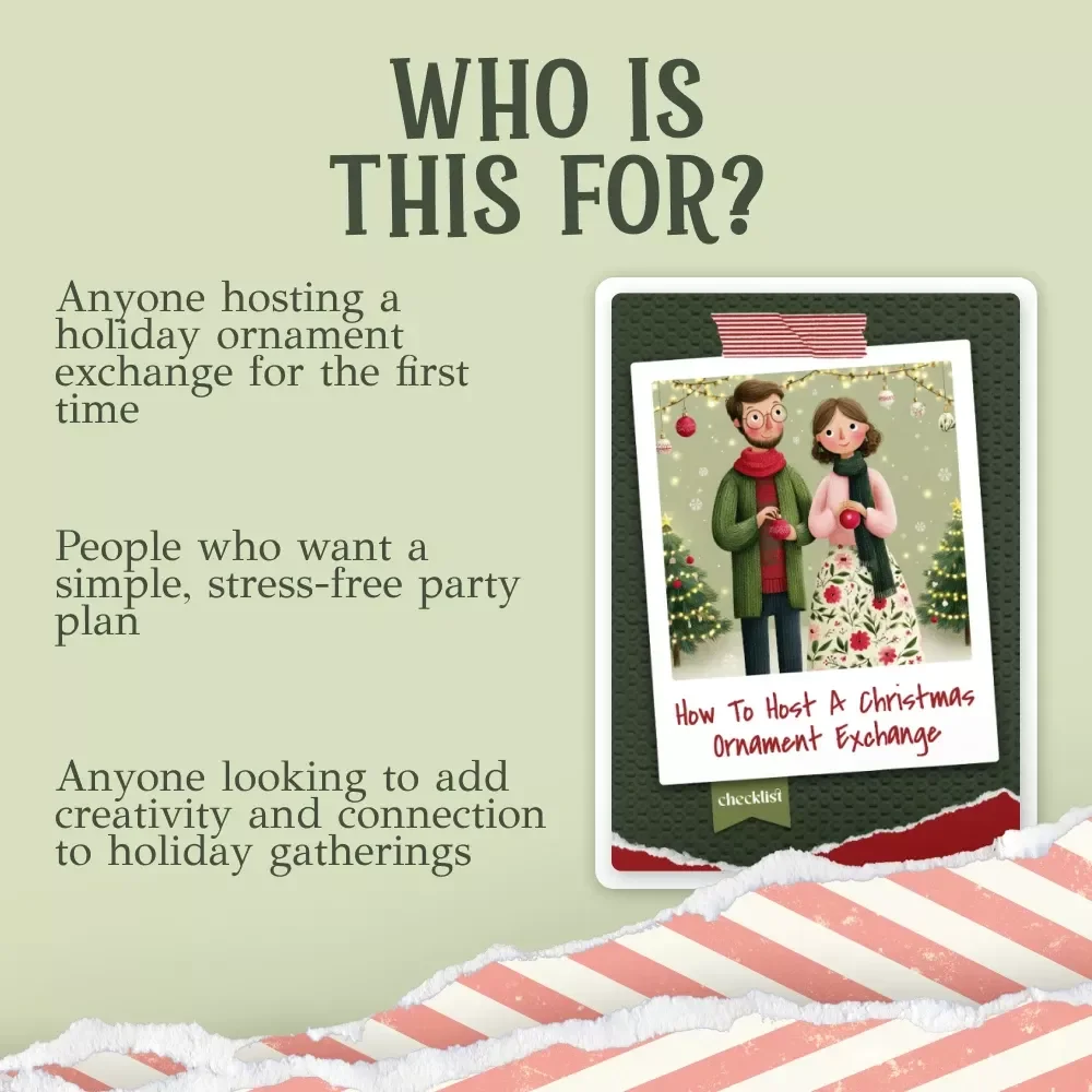 How to Host a Christmas Ornament Exchange – Holiday Party Planning Guide, Festive Host Checklist, Christmas Party eBook for Easy Ornament Swaps