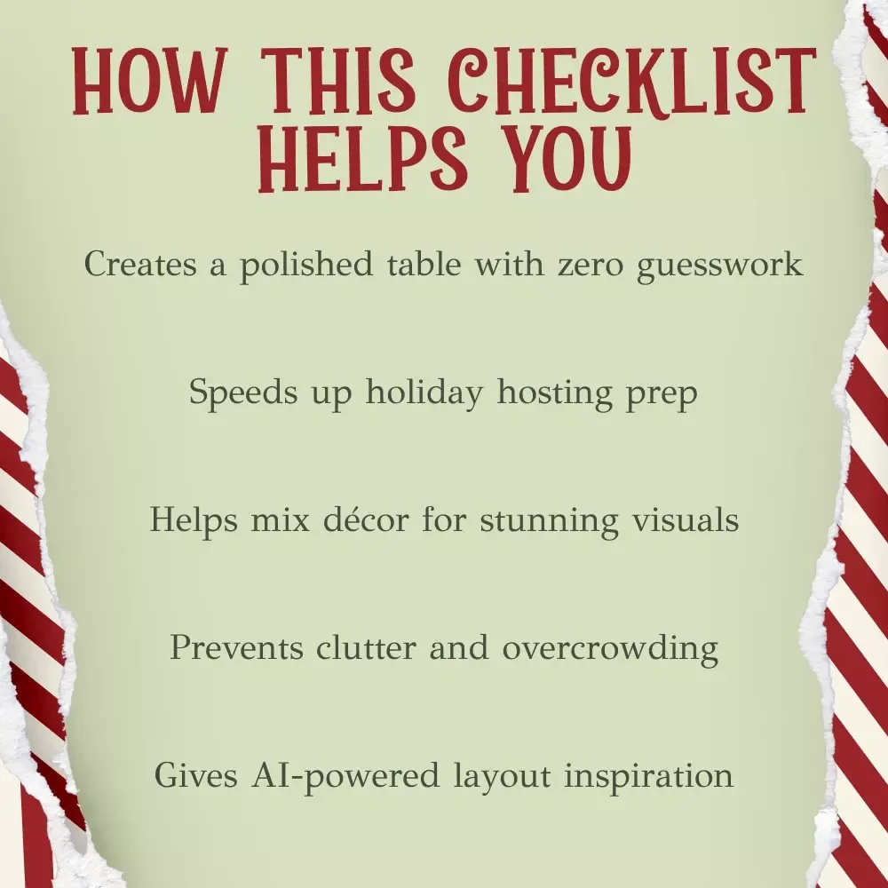 Christmas Table Layering Checklist | Holiday Table Decor Guide for Elegant Christmas Dinner Styling | Printable Digital Download | how to layer decorations on a table for christmas dinner