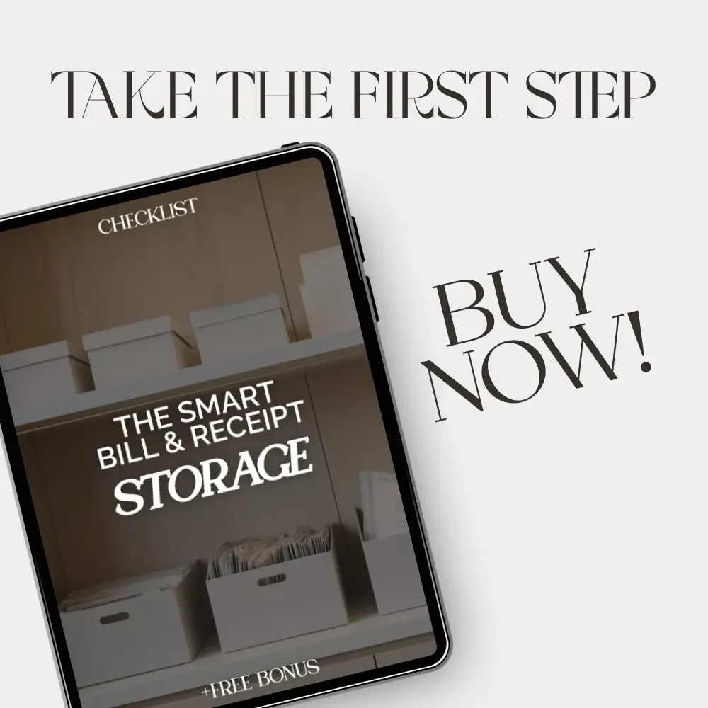 The Smart Bill & Receipt Storage Checklist | Digital Download for Organized Finances | Best Way to Store Bills and Receipts | Paper & Digital Filing System Guide