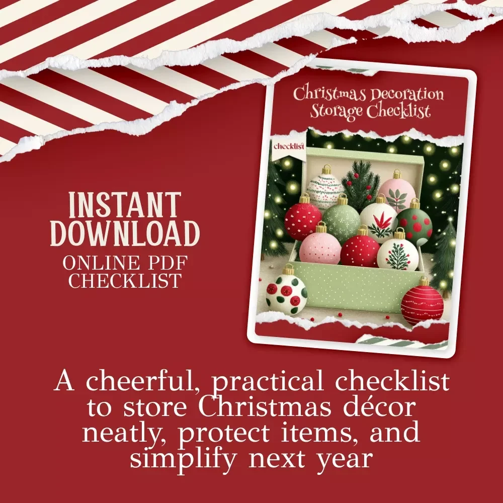 Christmas Decoration Storage Checklist — Printable Holiday Storage Guide, Christmas Organization Checklist, Digital Download for Decluttering & Seasonal Storage