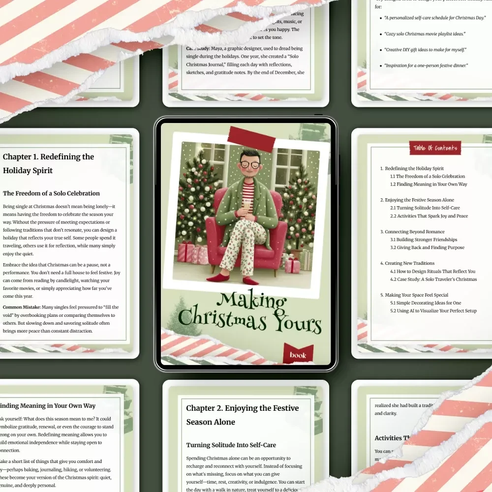 Making Christmas Yours – Solo Christmas Guide, Holiday Self-Care eBook, Mindful Festive Season Checklist, Creating New Traditions for Singles | Digital Download