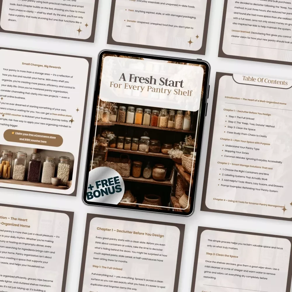 A Fresh Start for Every Pantry Shelf | Printable Home Organization Guide | Declutter, Design & Smart Storage eBook for Kitchen Pantry Reset