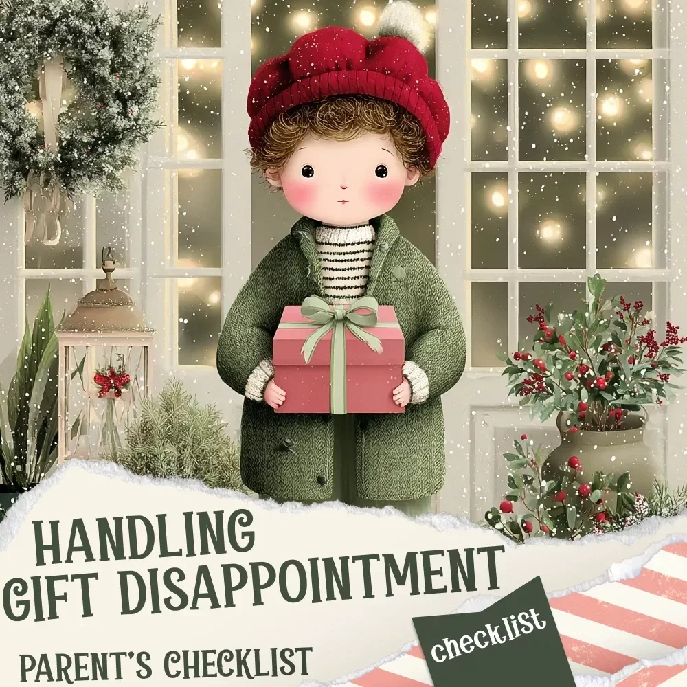 A Parent’s Checklist for Handling Gift Disappointment | Printable Holiday Parenting Guide for What to Do When Your Kids Are Disappointed With Gifts | Gentle Gratitude & Mindset Support Checklist