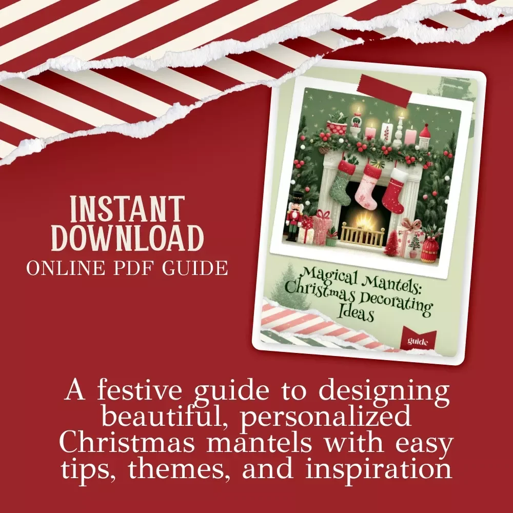 Magical Mantels: Christmas Decorating Ideas – Holiday Mantel Styling Guide for Cozy Homes | fireplace mantel christmas decorating ideas | Festive Digital Download