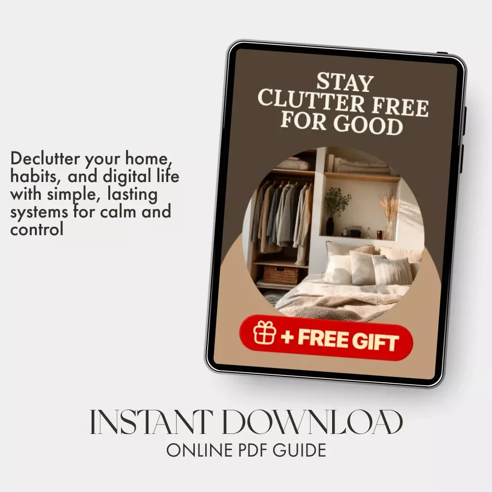 Stay Clutter Free for Good | Digital Decluttering Guide, Minimalist Home Organization eBook, Sustainable Habits & AI Cleaning Routines Checklist