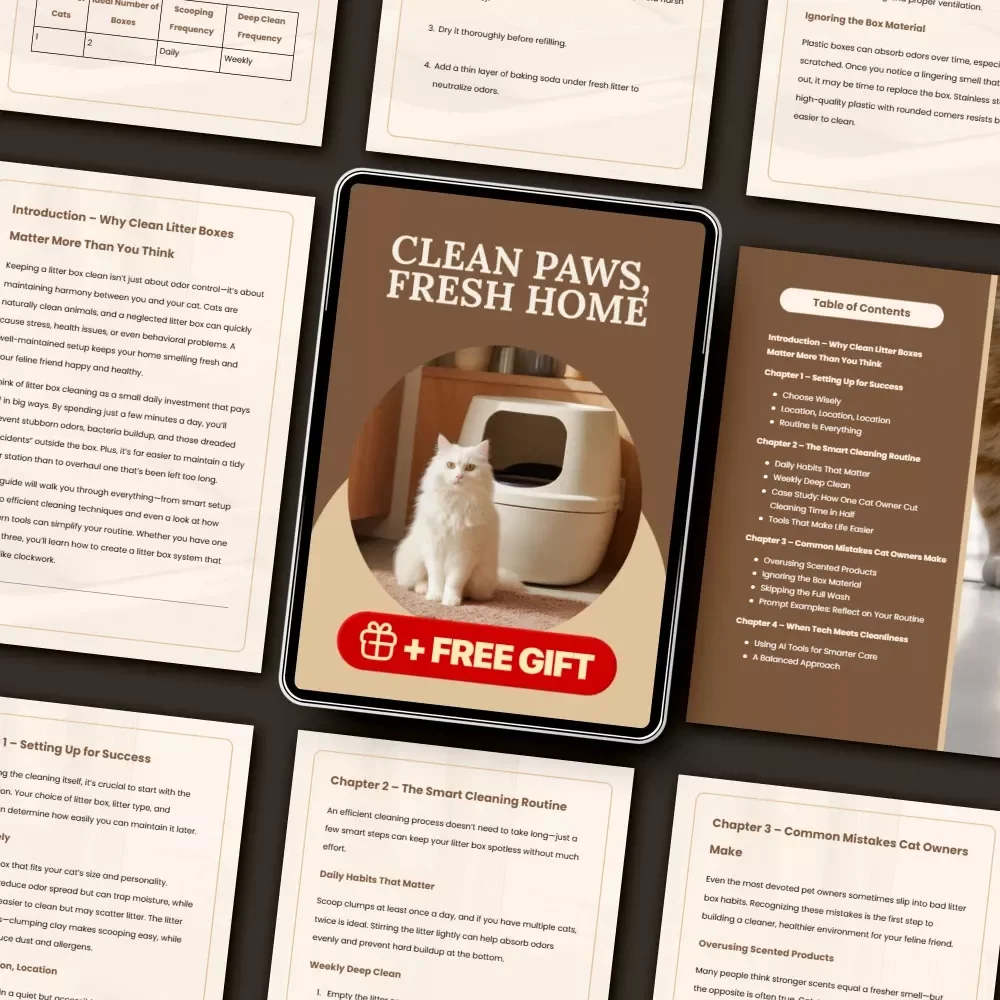 Clean Paws, Fresh Home | Cat Owner’s Guide to Odor-Free Living | Digital Download eBook & Printable Checklist for Cat Care, Litter Box Cleaning Routine, and Smart Pet Hygiene