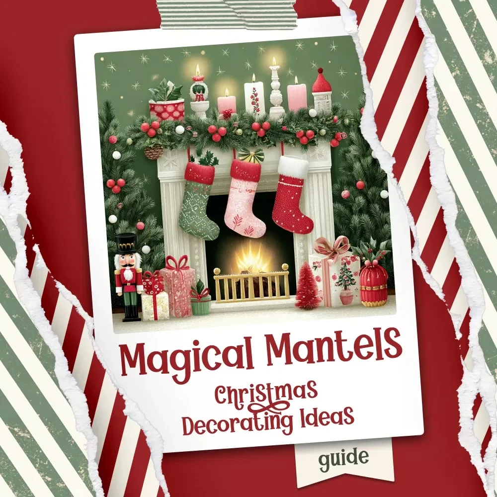 Magical Mantels: Christmas Decorating Ideas – Holiday Mantel Styling Guide for Cozy Homes | fireplace mantel christmas decorating ideas | Festive Digital Download