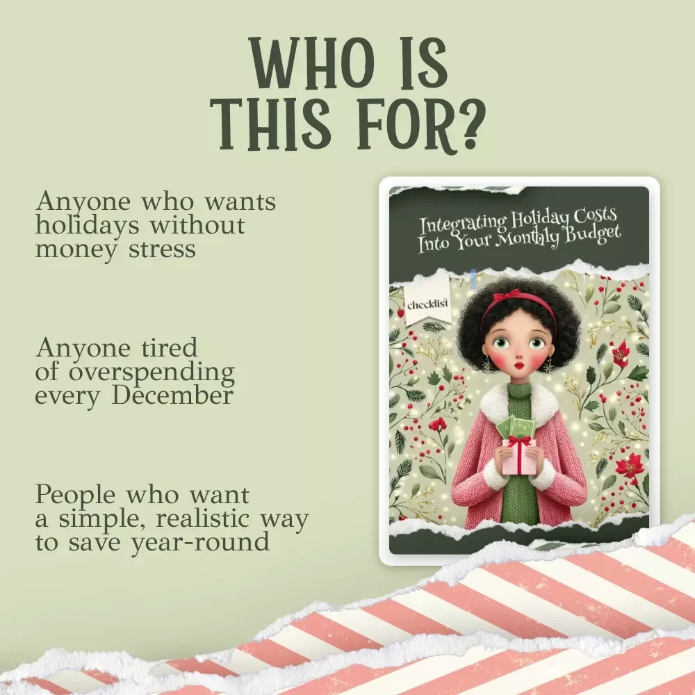 Integrating Holiday Costs Into Your Monthly Budget Checklist | Christmas Budget Planning | How to Integrate Christmas Budgeting Into Monthly Finances | Printable Savings Guide